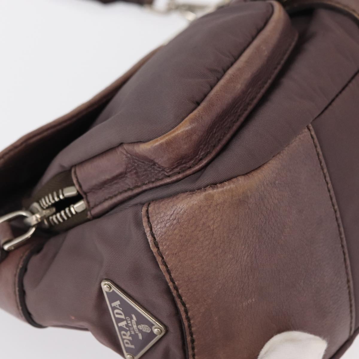 PRADA Shoulder Bag Nylon Silver Purple Auth 153127