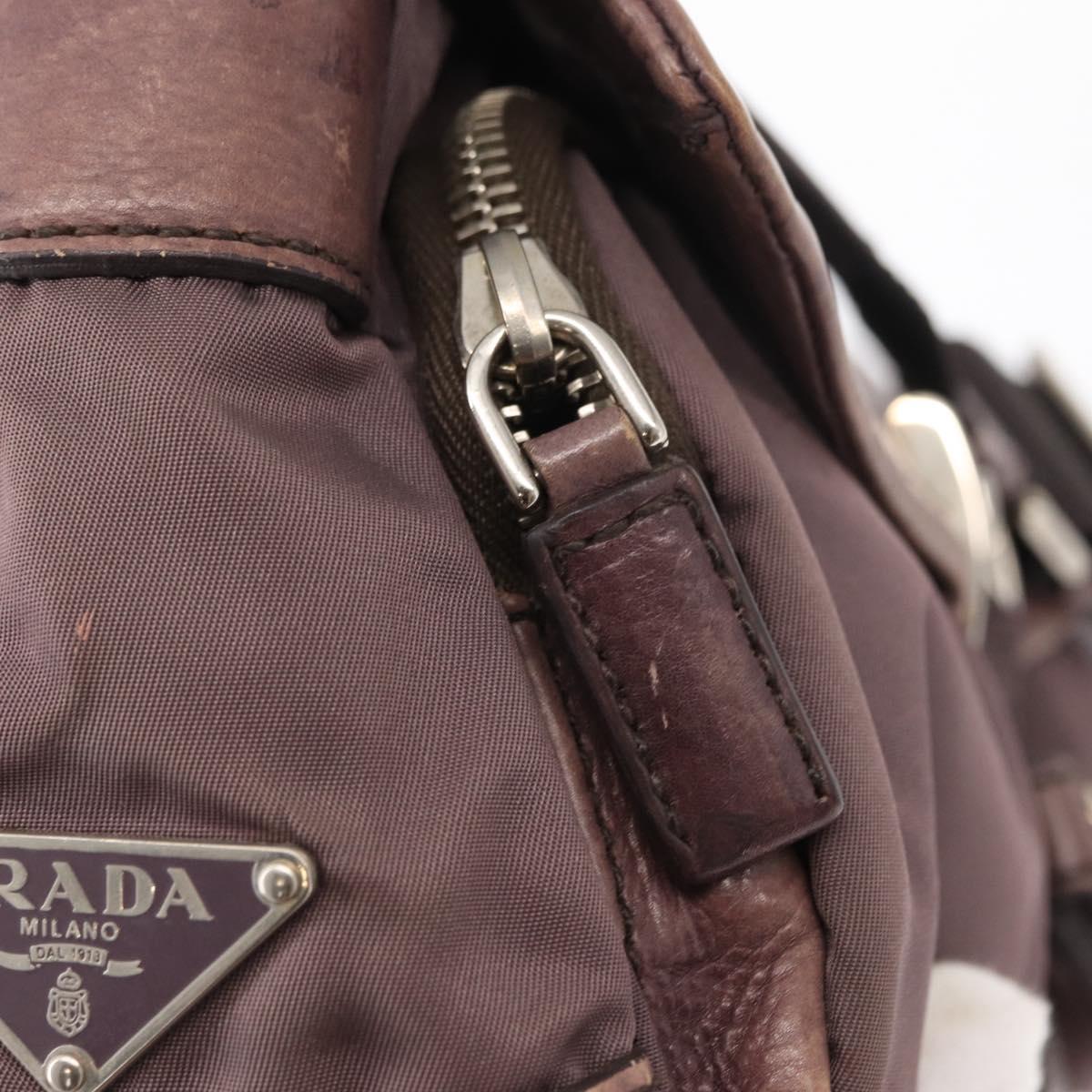 PRADA Shoulder Bag Nylon Silver Purple Auth 153127
