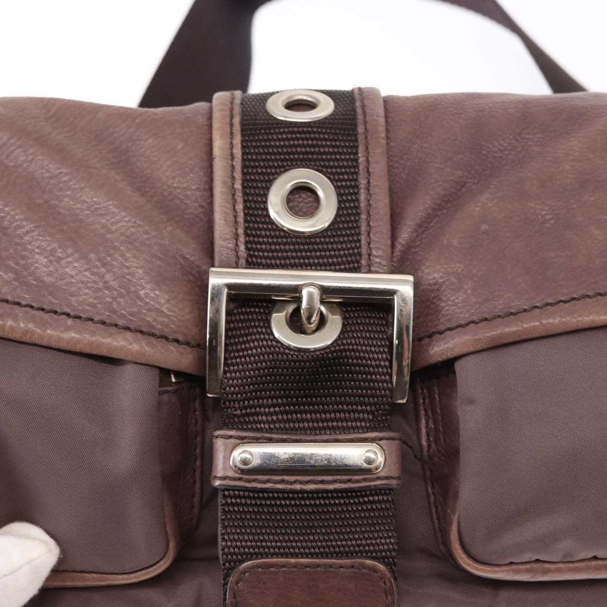 PRADA Shoulder Bag Nylon Silver Purple Auth 153127