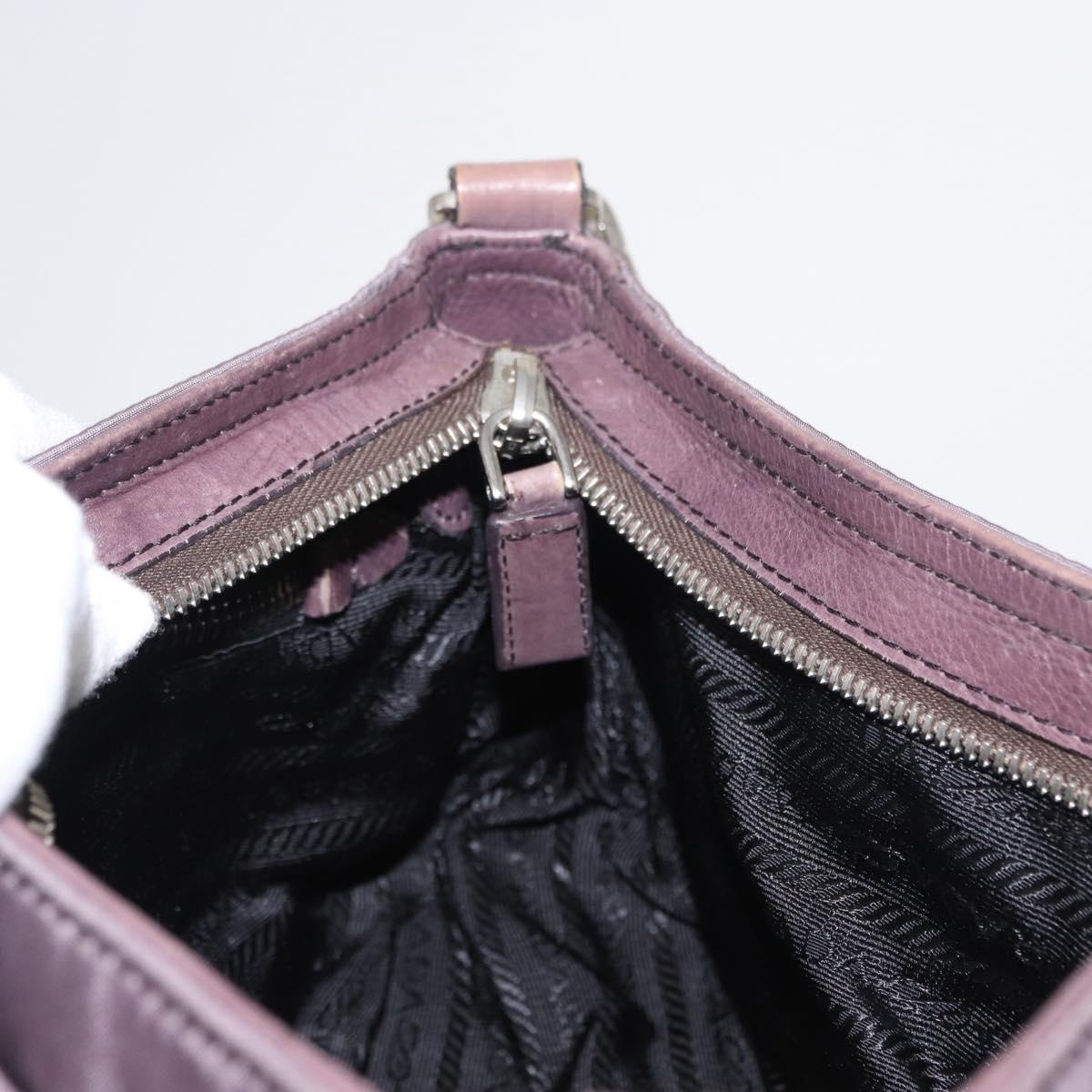 PRADA Shoulder Bag Nylon Silver Purple Auth 153127