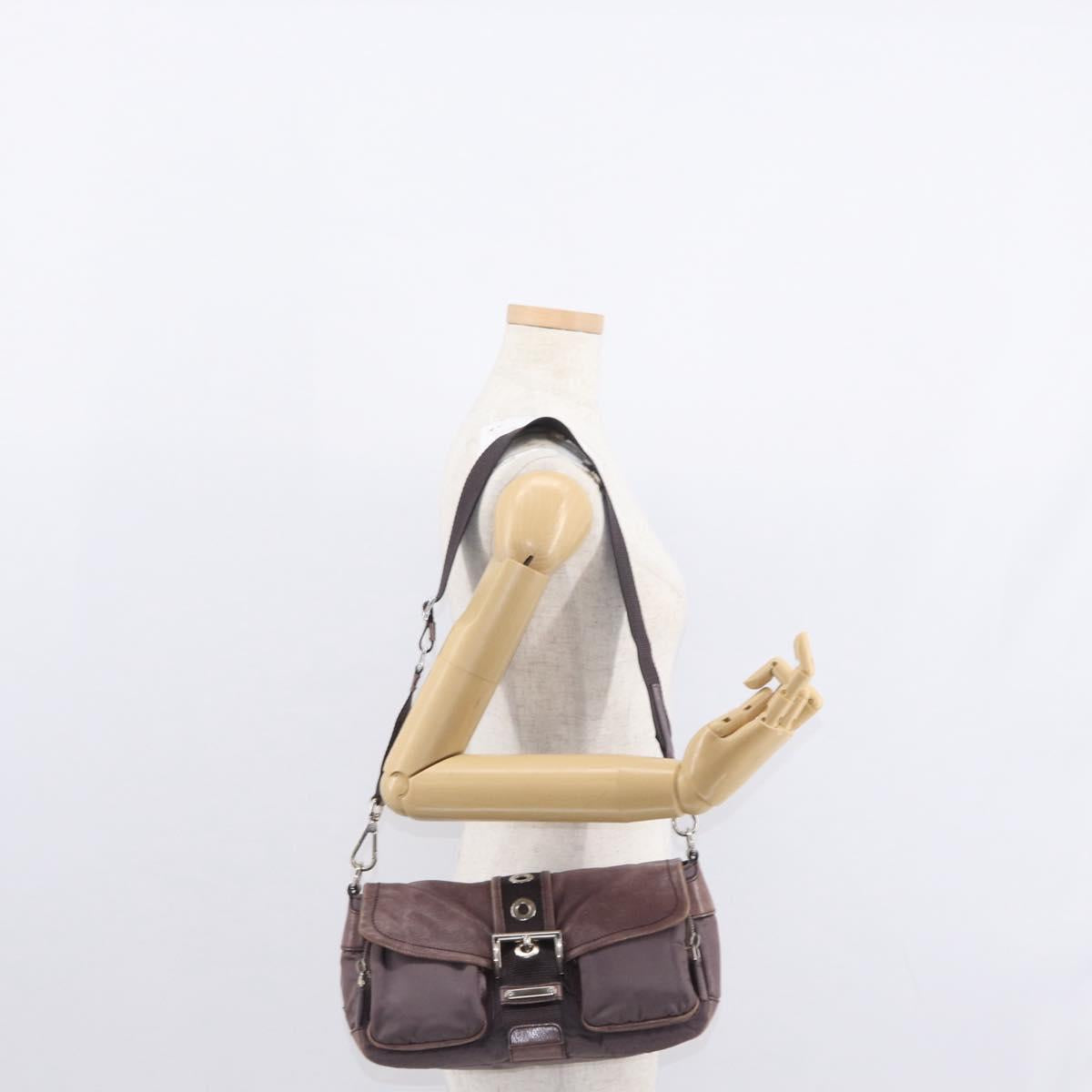 PRADA Shoulder Bag Nylon Silver Purple Auth 153127