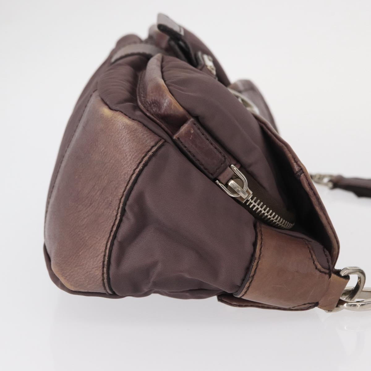 PRADA Shoulder Bag Nylon Silver Purple Auth 153127