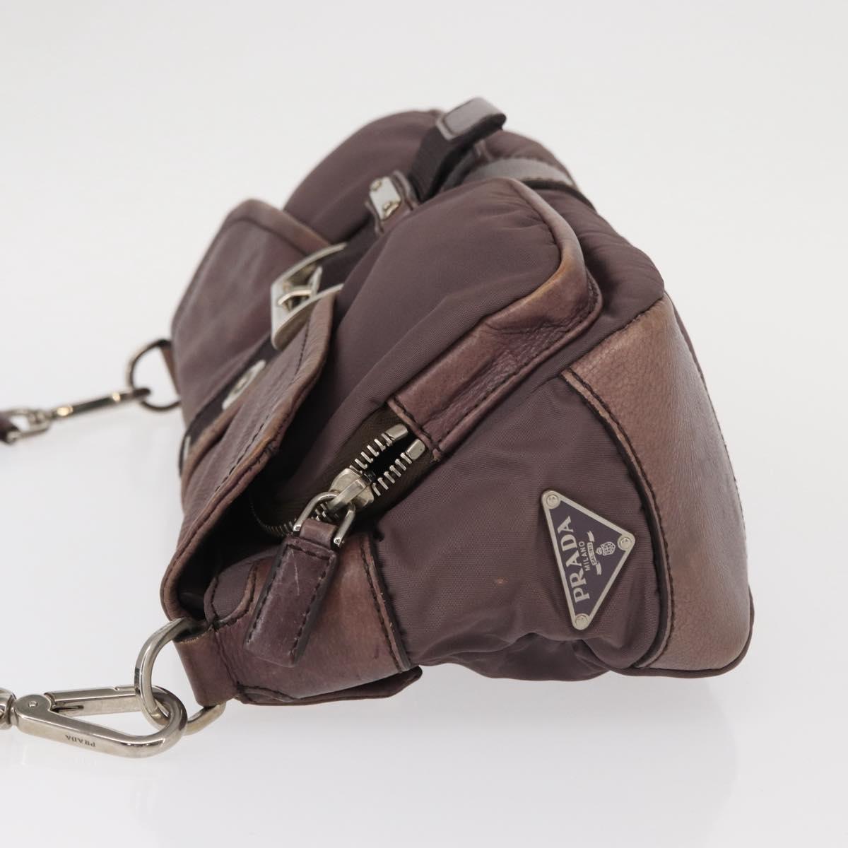 PRADA Shoulder Bag Nylon Silver Purple Auth 153127