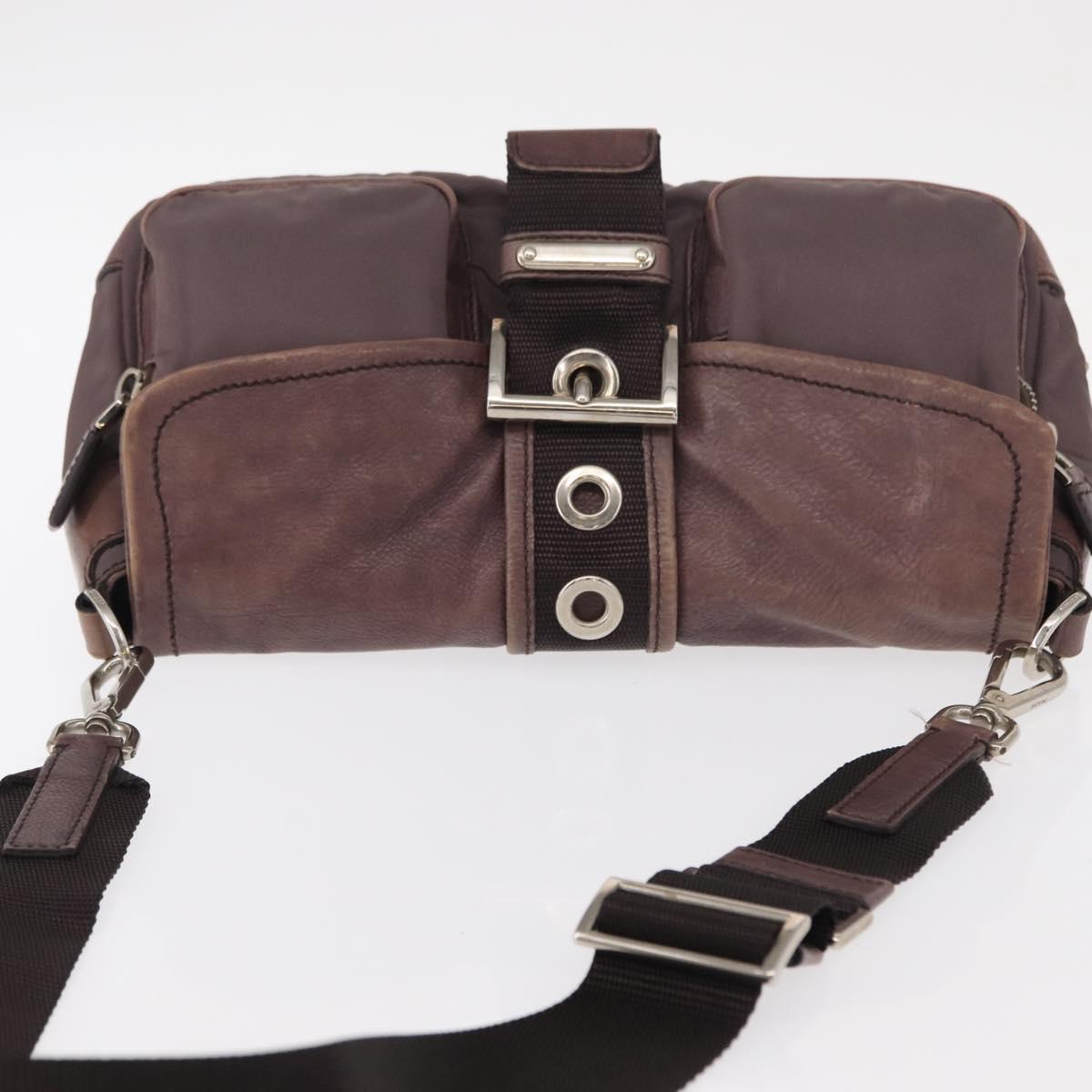 PRADA Shoulder Bag Nylon Silver Purple Auth 153127