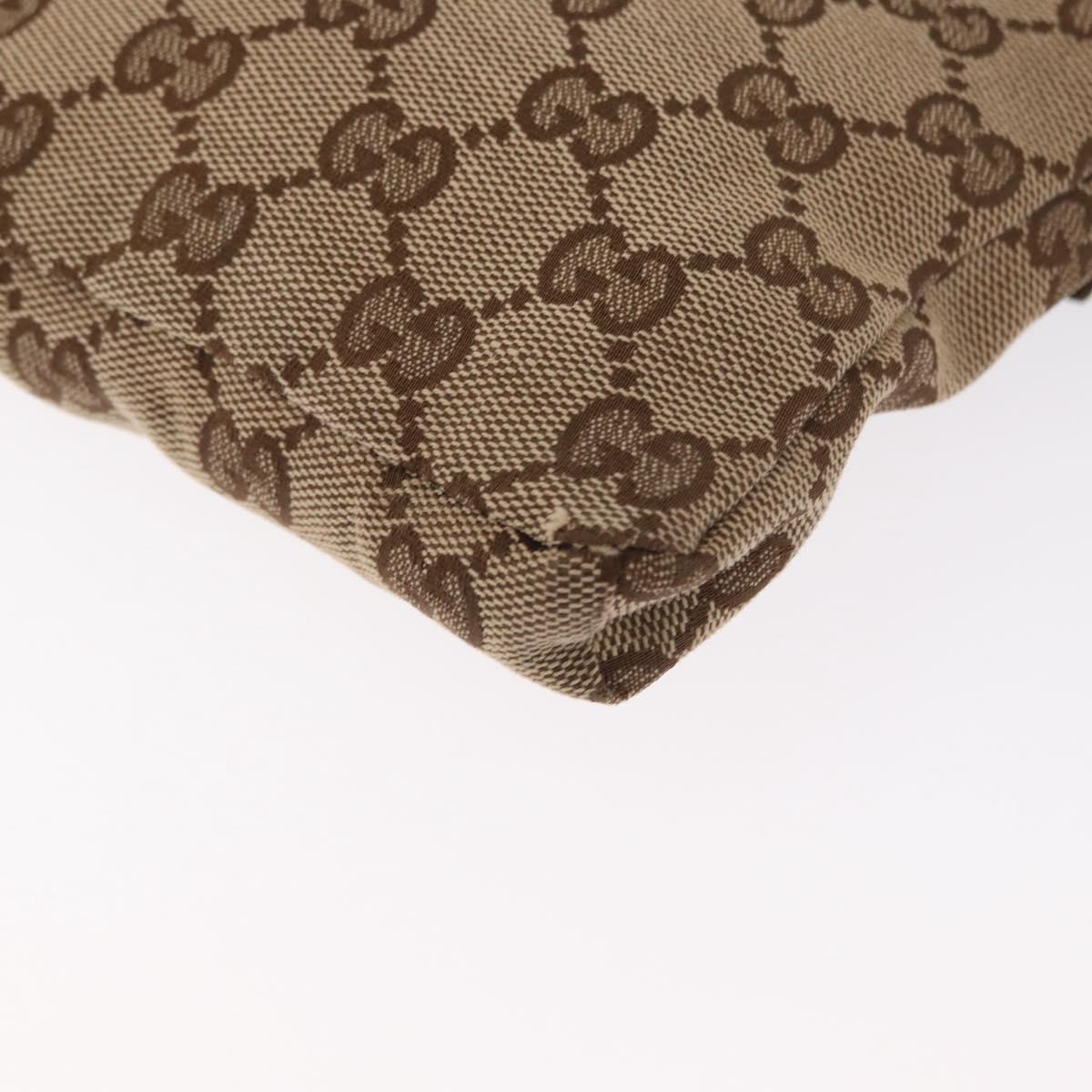 GUCCI GG Canvas Waist Bag Beige Silver 28566 Auth 153142