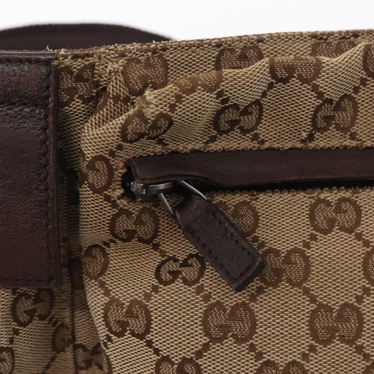 GUCCI GG Canvas Waist Bag Beige Silver 28566 Auth 153142