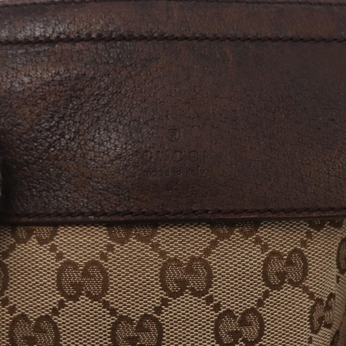 GUCCI GG Canvas Waist Bag Beige Silver 28566 Auth 153142