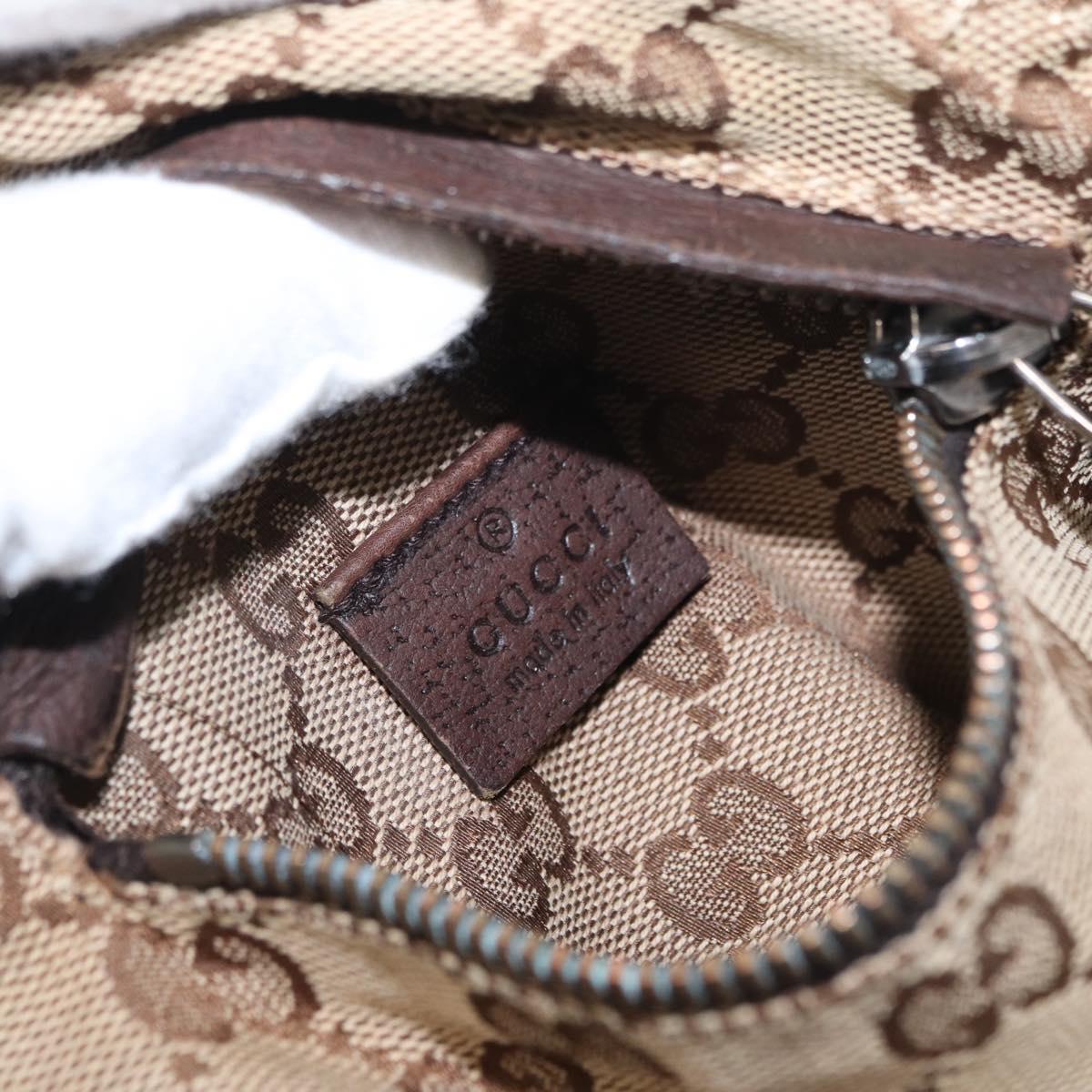 GUCCI GG Canvas Waist Bag Beige Silver 28566 Auth 153142