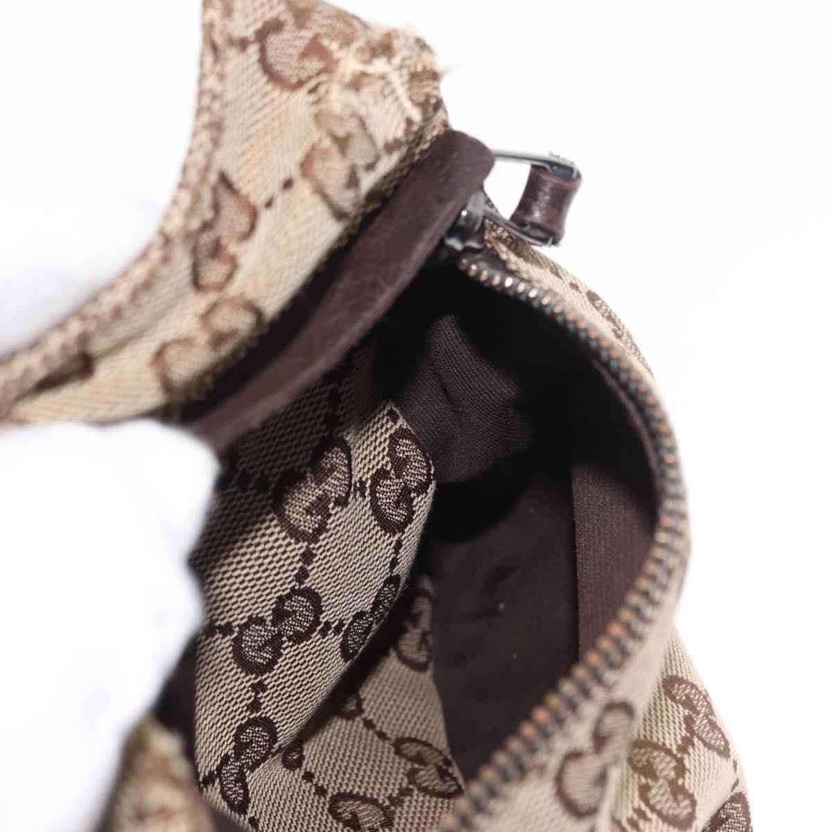 GUCCI GG Canvas Waist Bag Beige Silver 28566 Auth 153142