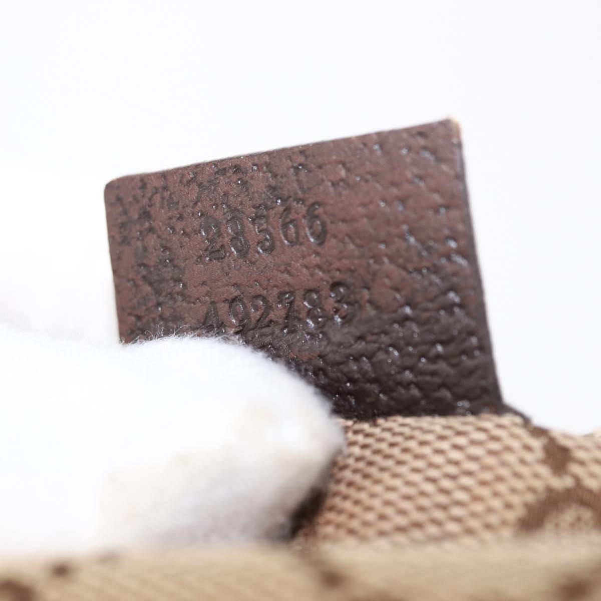 GUCCI GG Canvas Waist Bag Beige Silver 28566 Auth 153142