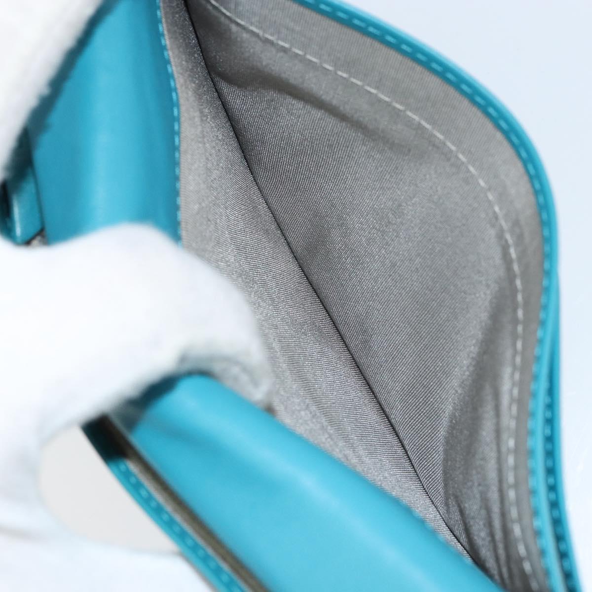 CHANEL Matelasse Long Wallet Patent leather Blue Silver CC Auth 153143