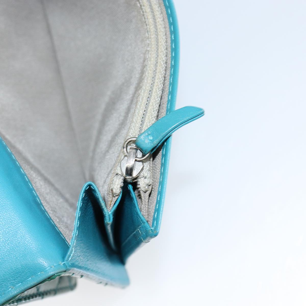 CHANEL Matelasse Long Wallet Patent leather Blue Silver CC Auth 153143