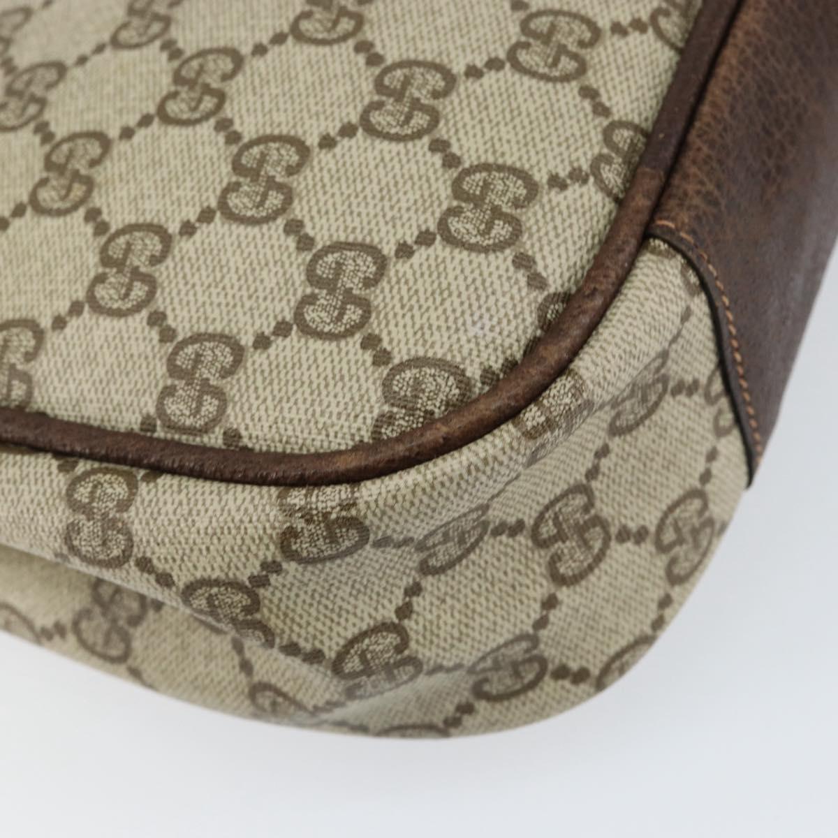 GUCCI GG Supreme Shoulder Bag PVC Beige Gold Auth 153152