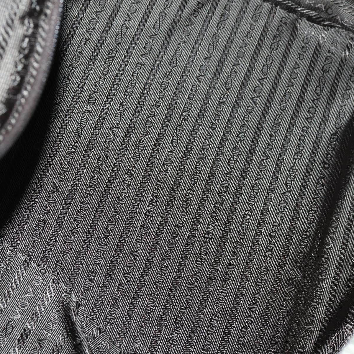 PRADA Boston Bag Leather Green Silver Auth 153161