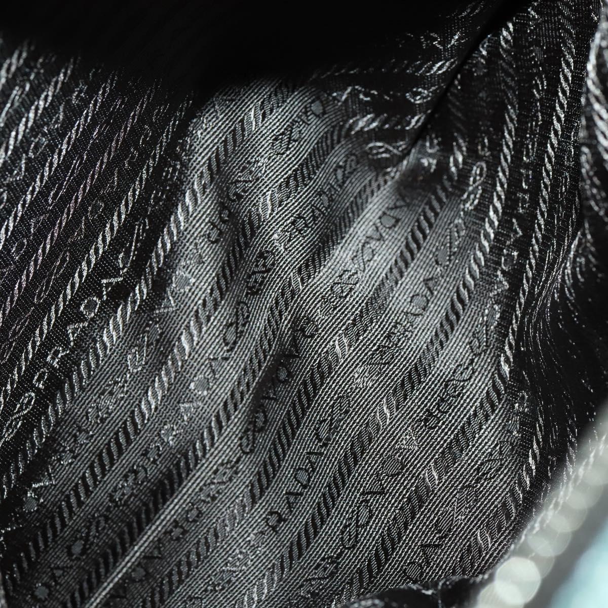 PRADA Boston Bag Leather Green Silver Auth 153161