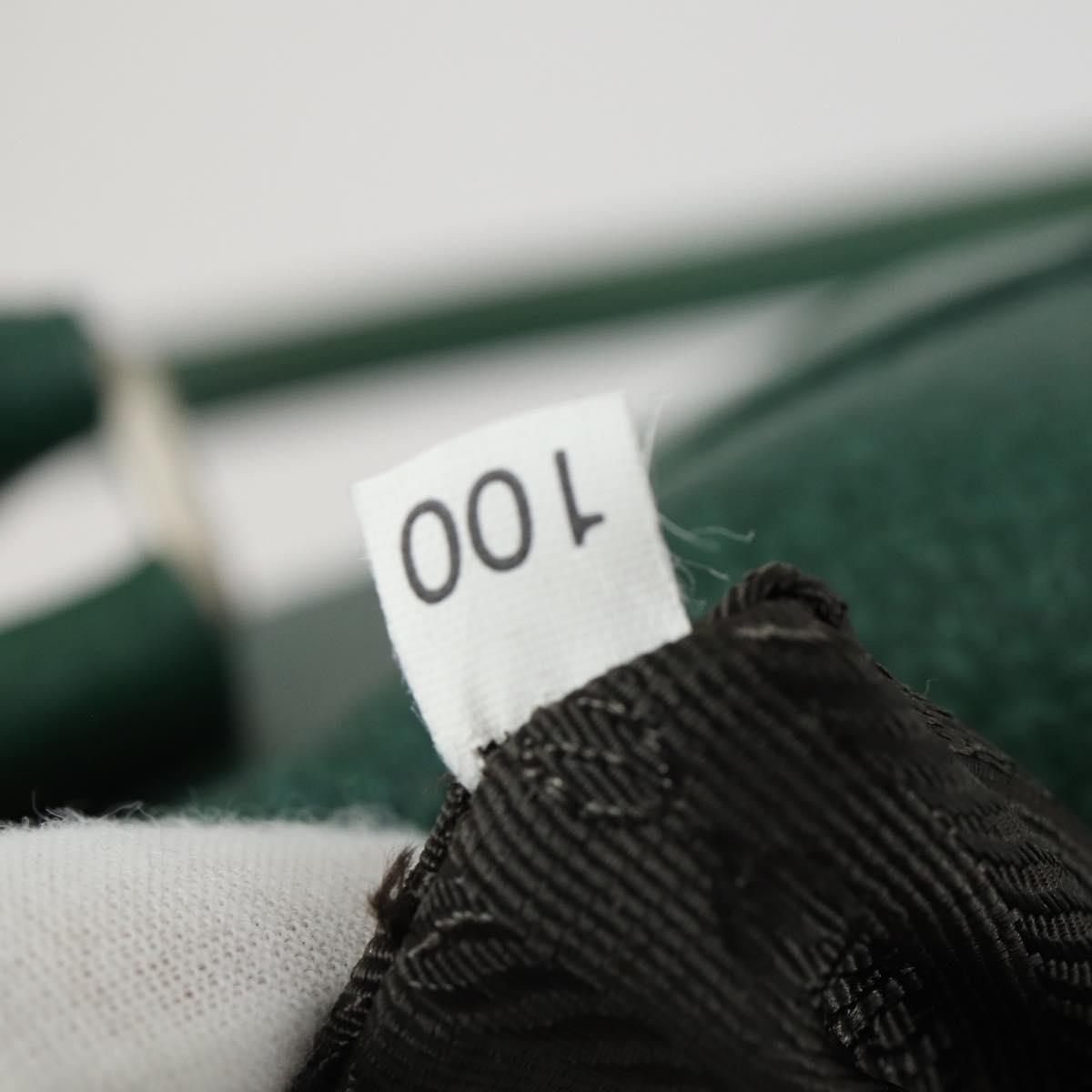 PRADA Boston Bag Leather Green Silver Auth 153161