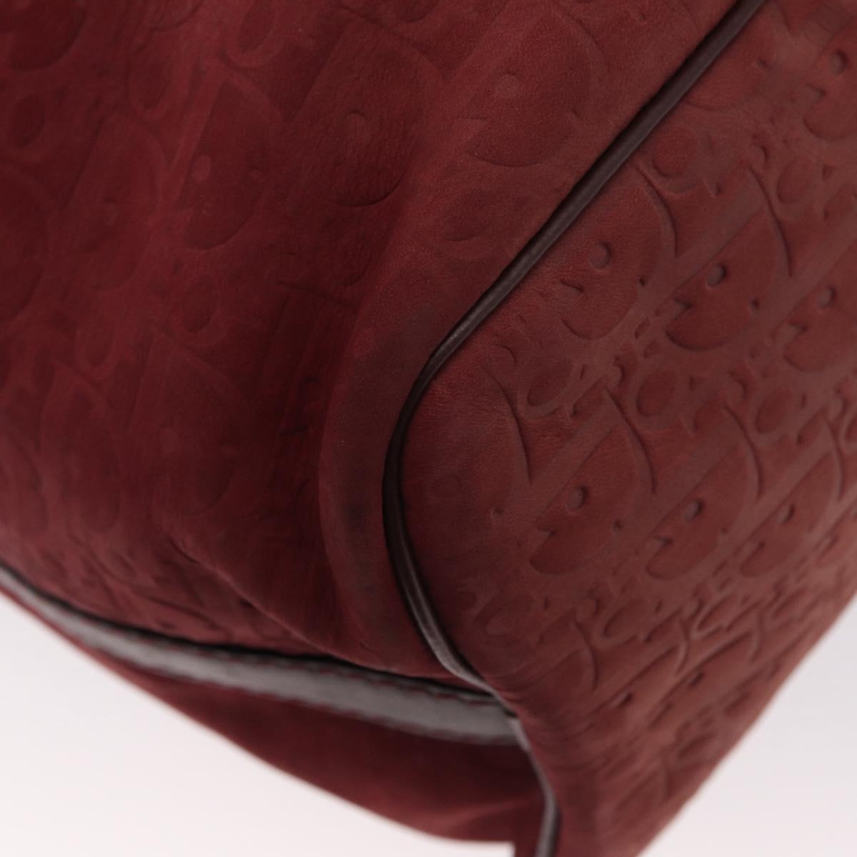 Christian Dior Trotter Canvas Boston Bag Red Gold Auth 153162