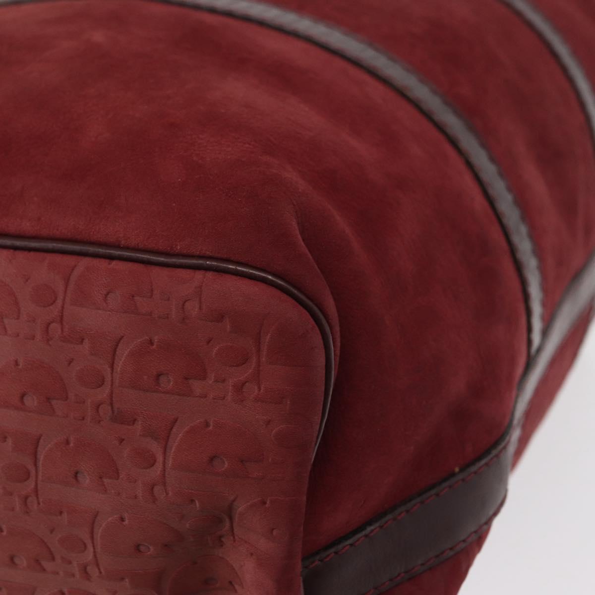 Christian Dior Trotter Canvas Boston Bag Red Gold Auth 153162