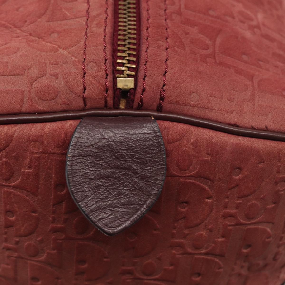 Christian Dior Trotter Canvas Boston Bag Red Gold Auth 153162