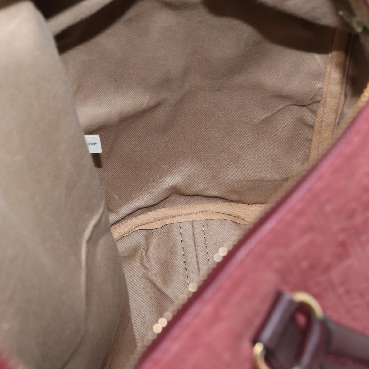 Christian Dior Trotter Canvas Boston Bag Red Gold Auth 153162