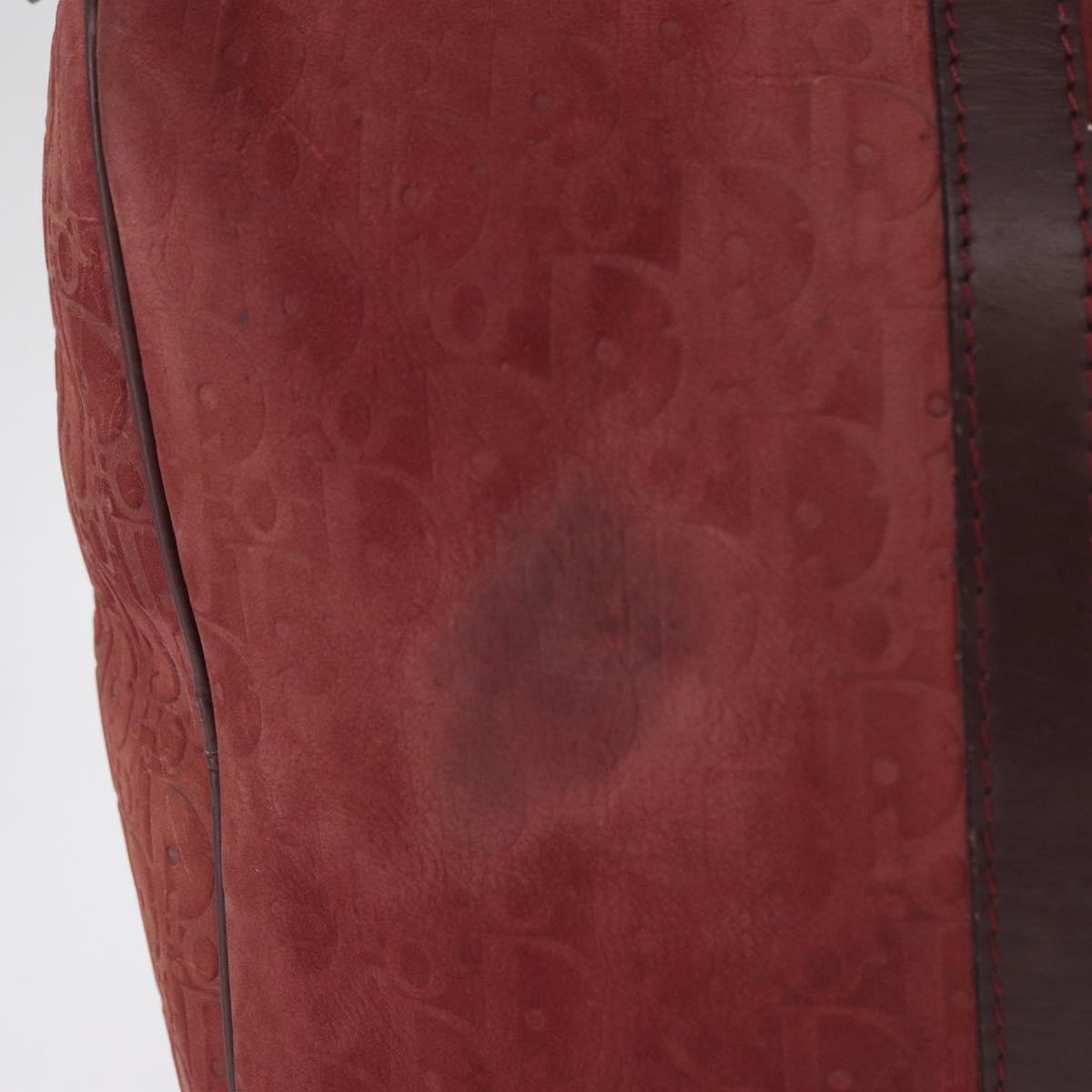 Christian Dior Trotter Canvas Boston Bag Red Gold Auth 153162