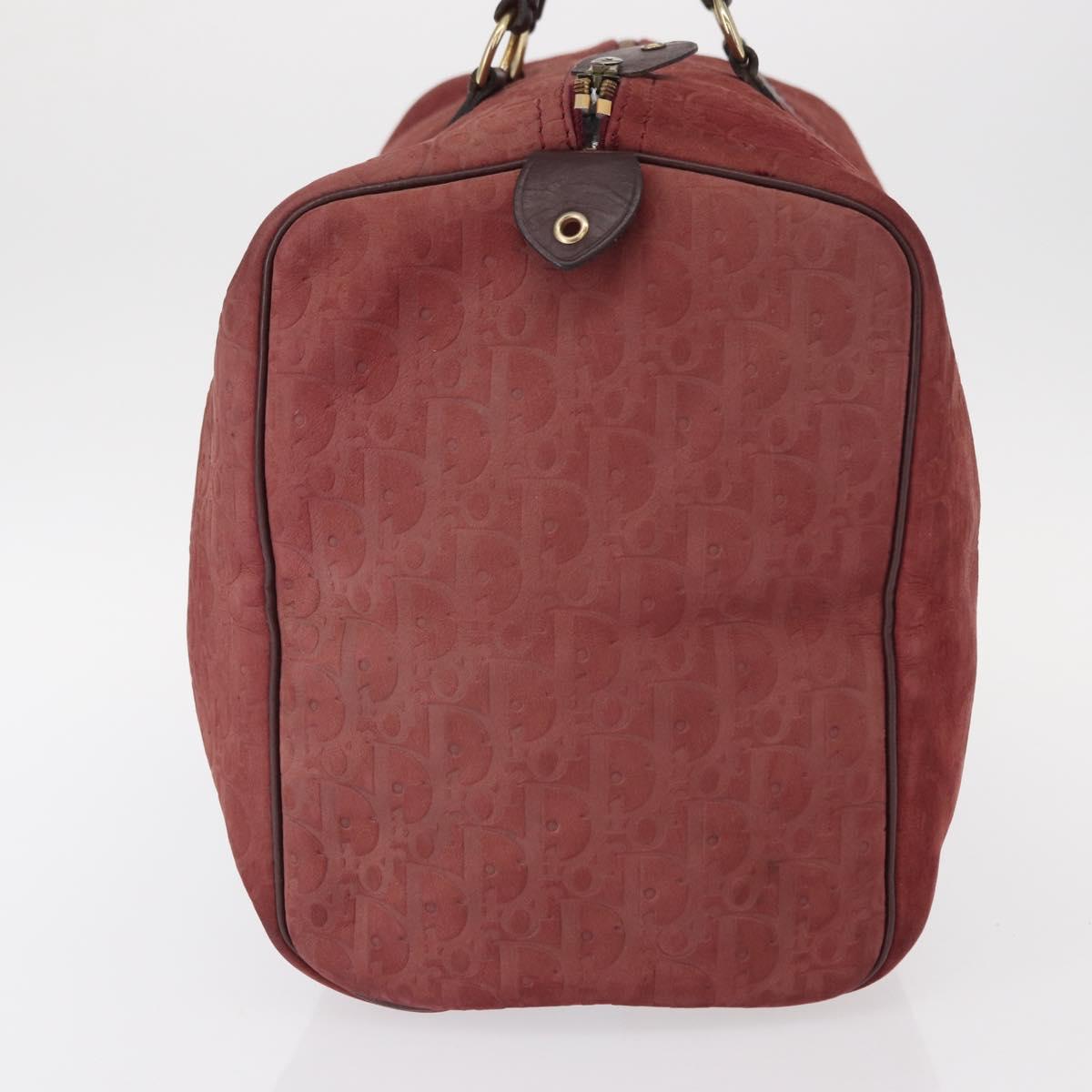 Christian Dior Trotter Canvas Boston Bag Red Gold Auth 153162