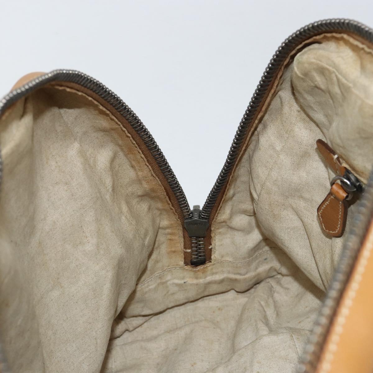 PRADA Hand Bag Leather Beige Auth 153163