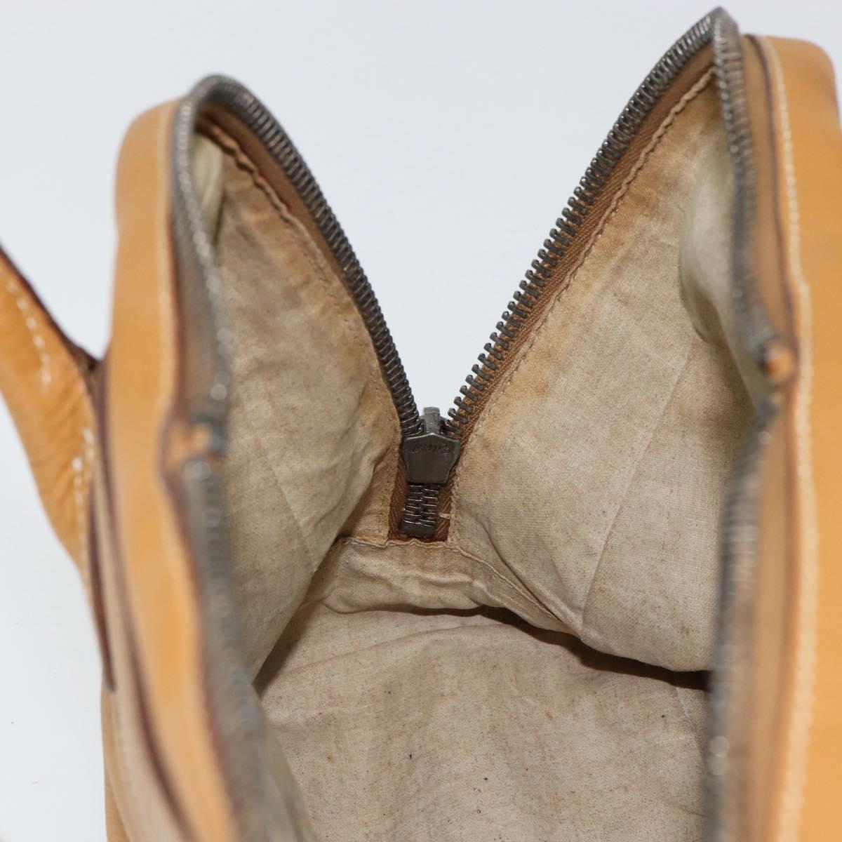 PRADA Hand Bag Leather Beige Auth 153163