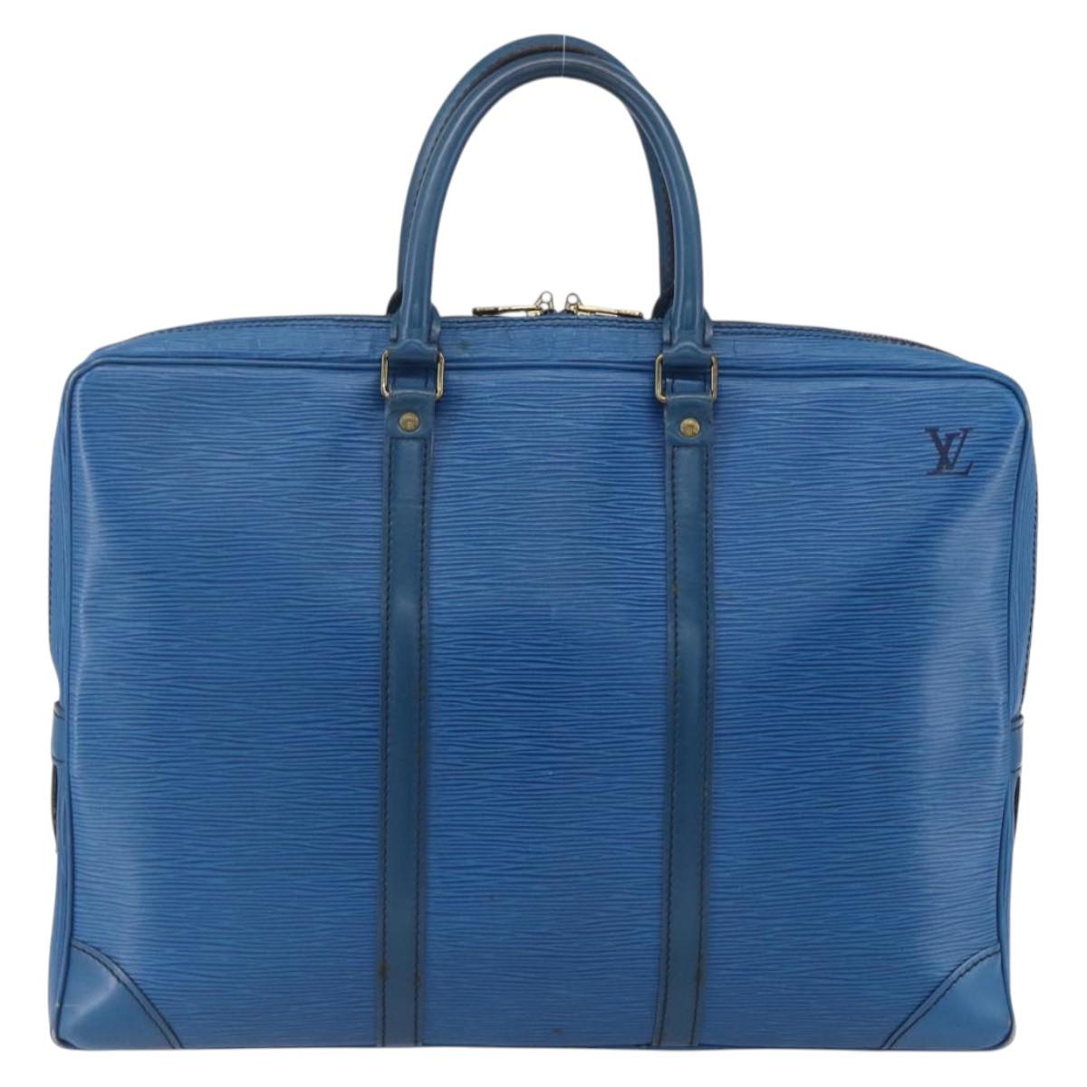 LOUIS VUITTON Epi Porte Documents Voyage Business Bag Blue M54475 Auth 153164