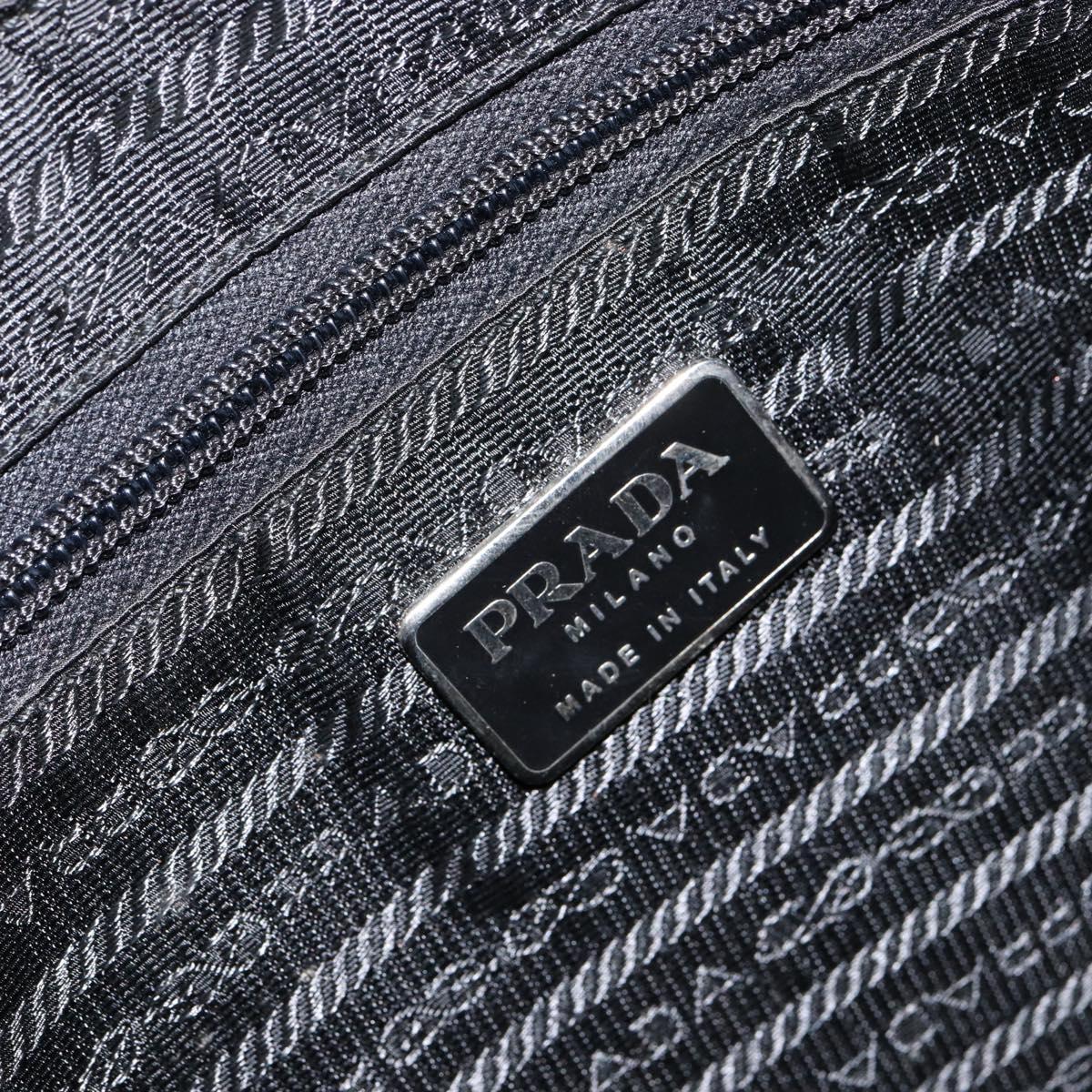 PRADA Shoulder Bag Leather Gray Silver Auth 153165