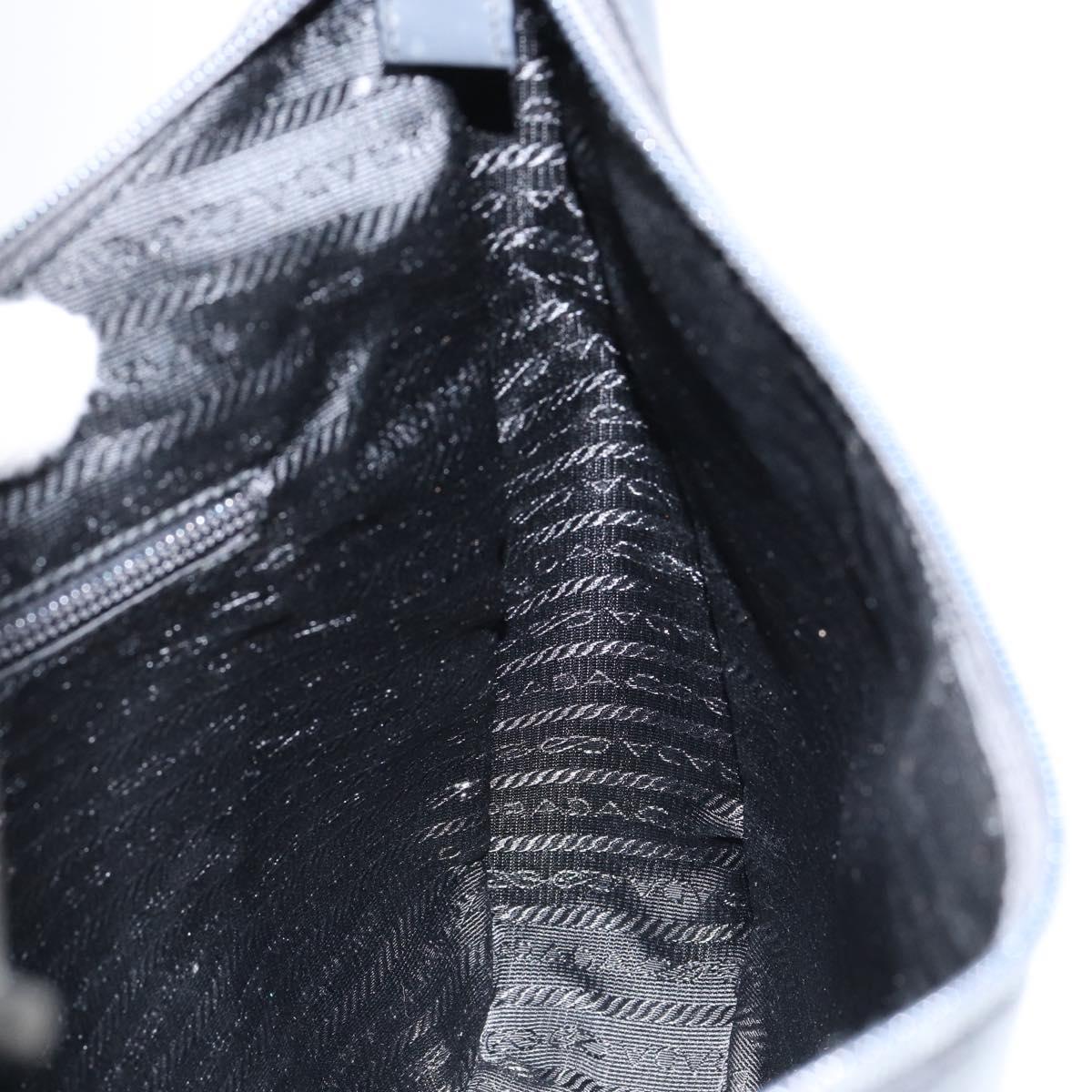 PRADA Shoulder Bag Leather Gray Silver Auth 153165