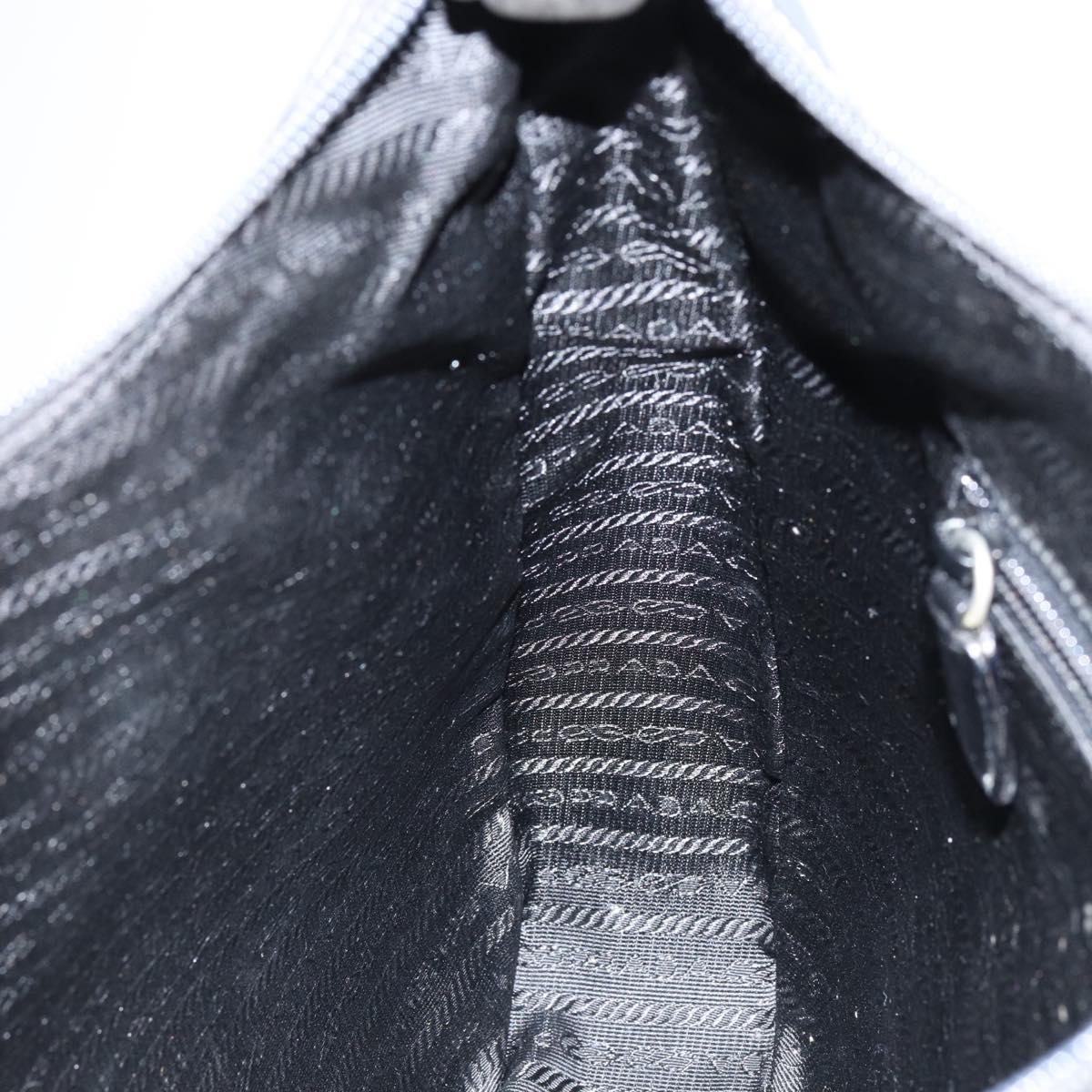 PRADA Shoulder Bag Leather Gray Silver Auth 153165