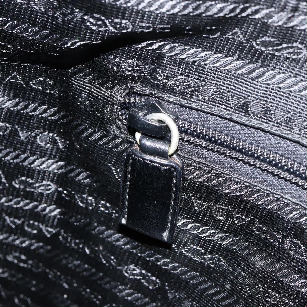 PRADA Shoulder Bag Leather Gray Silver Auth 153165