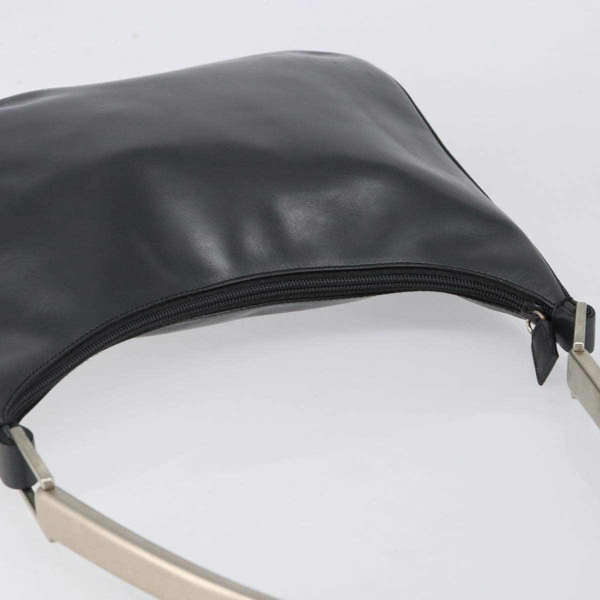 PRADA Shoulder Bag Leather Gray Silver Auth 153165