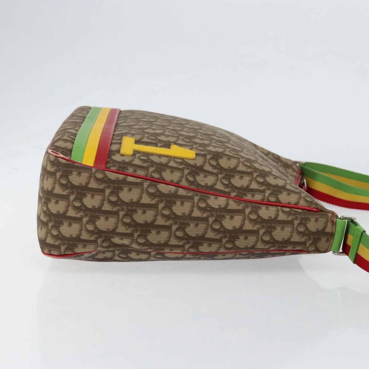 Christian Dior Trotter Canvas Shoulder Bag Rasta Color Beige Auth 153168