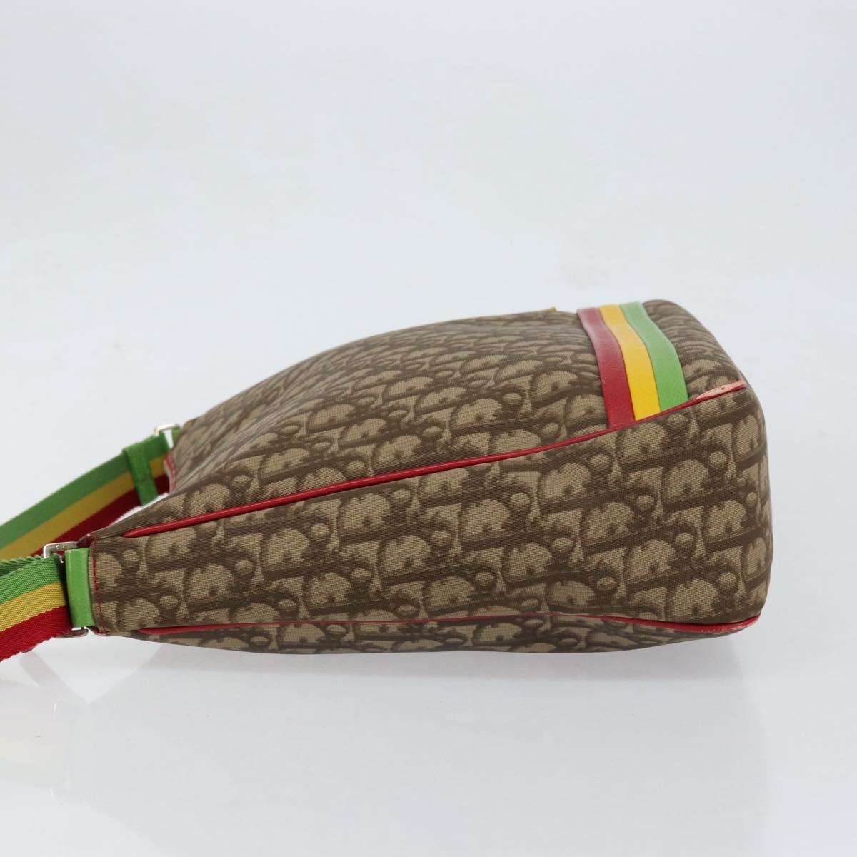 Christian Dior Trotter Canvas Shoulder Bag Rasta Color Beige Auth 153168