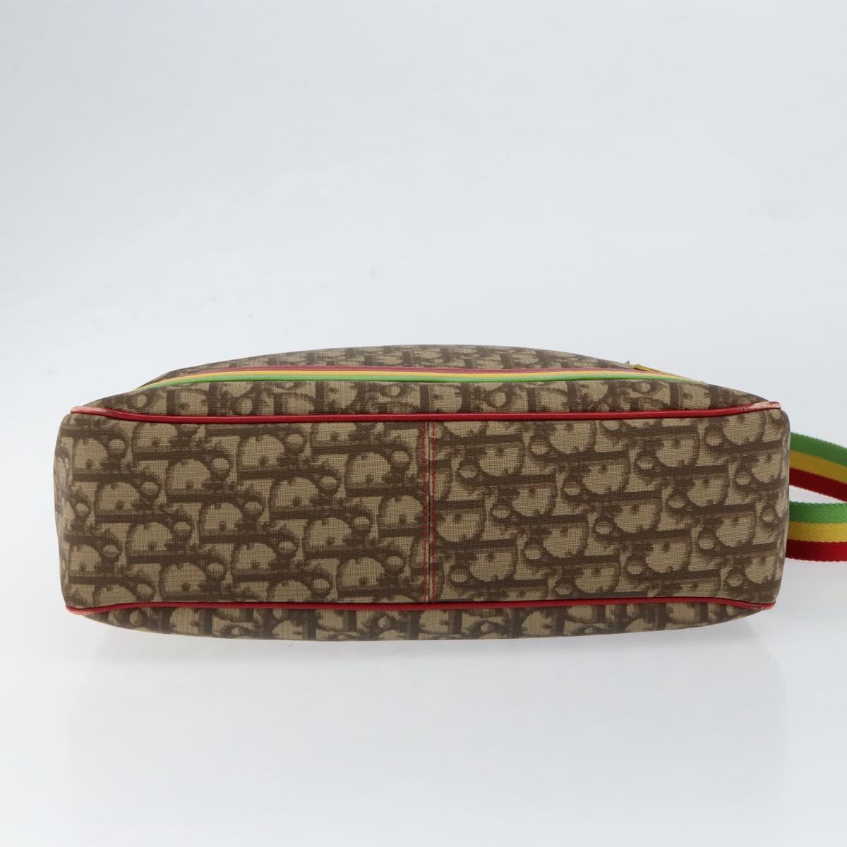 Christian Dior Trotter Canvas Shoulder Bag Rasta Color Beige Auth 153168