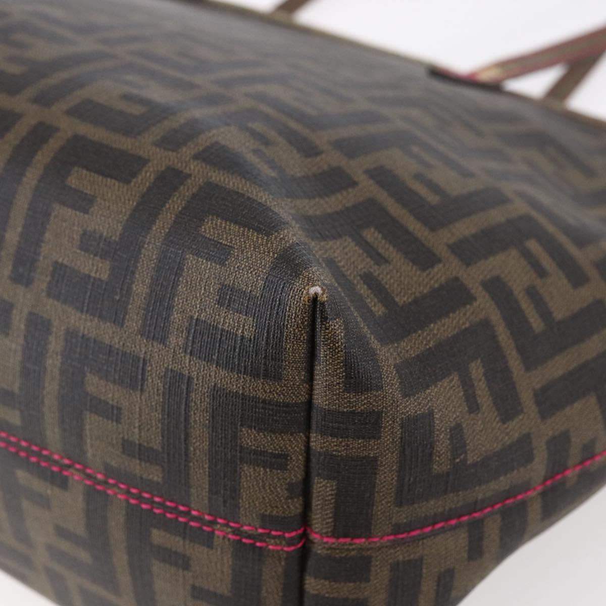FENDI Zucca Canvas Tote Bag Black Brown Auth 153170