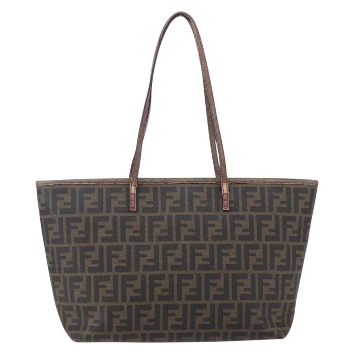 FENDI Zucca Canvas Tote Bag Black Brown Auth 153170