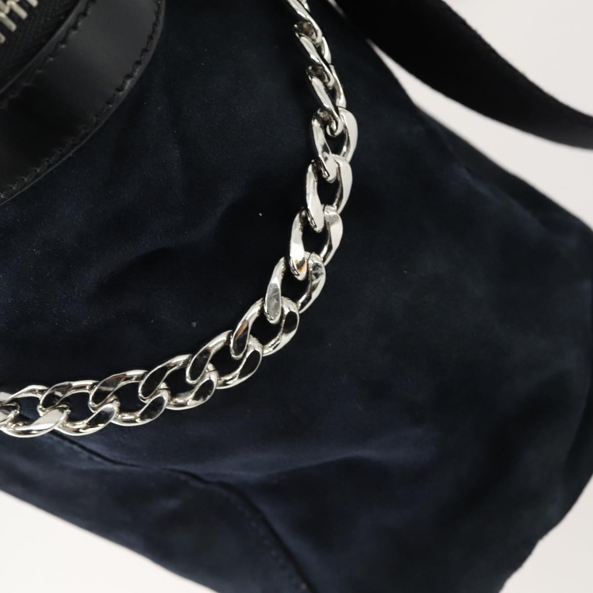 Jimmy Choo Tote Bag Suede 2way Navy Silver Auth 153171