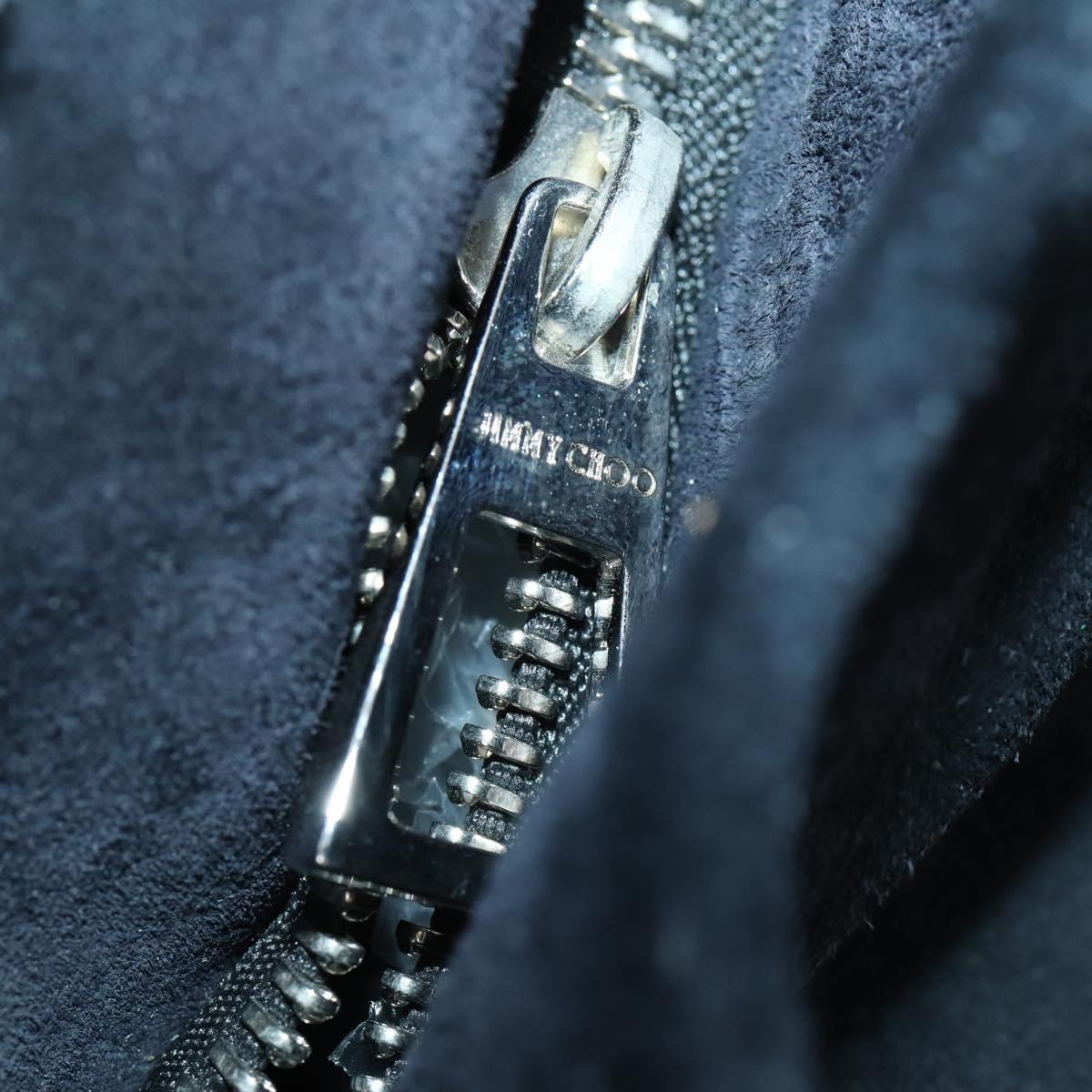 Jimmy Choo Tote Bag Suede 2way Navy Silver Auth 153171