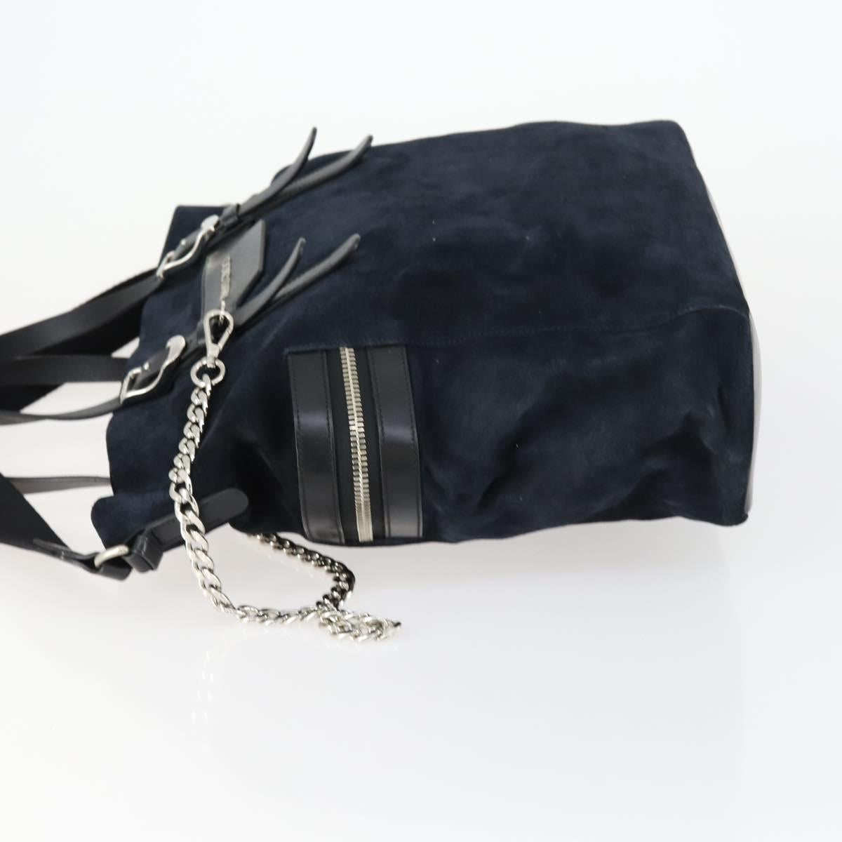 Jimmy Choo Tote Bag Suede 2way Navy Silver Auth 153171