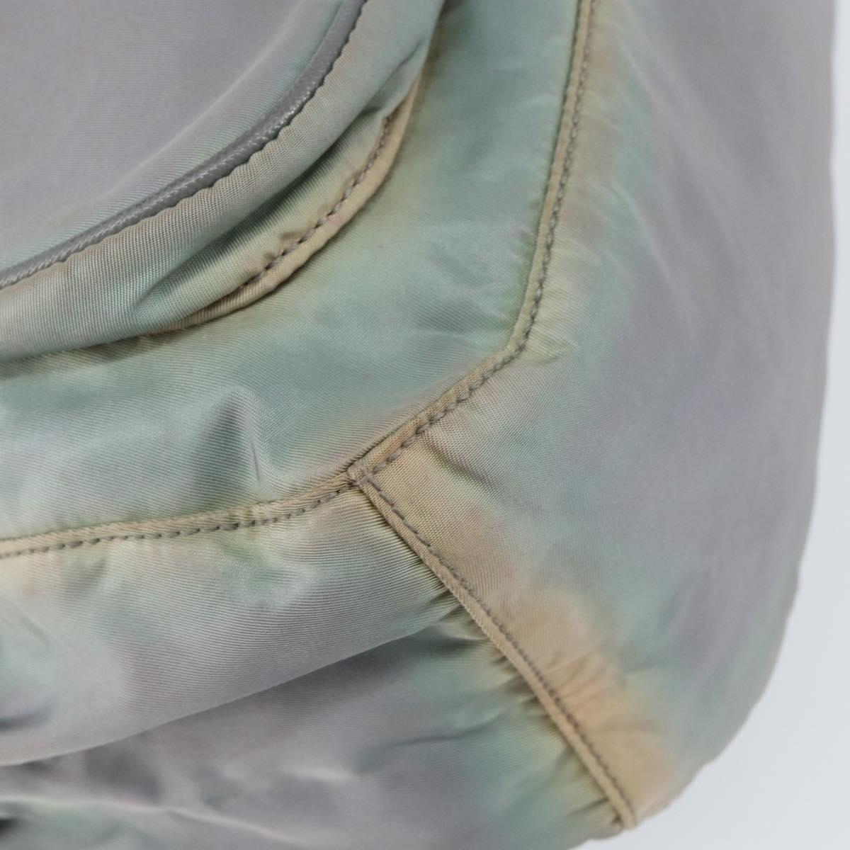 PRADA Shoulder Bag Nylon Gray Silver Auth 153172