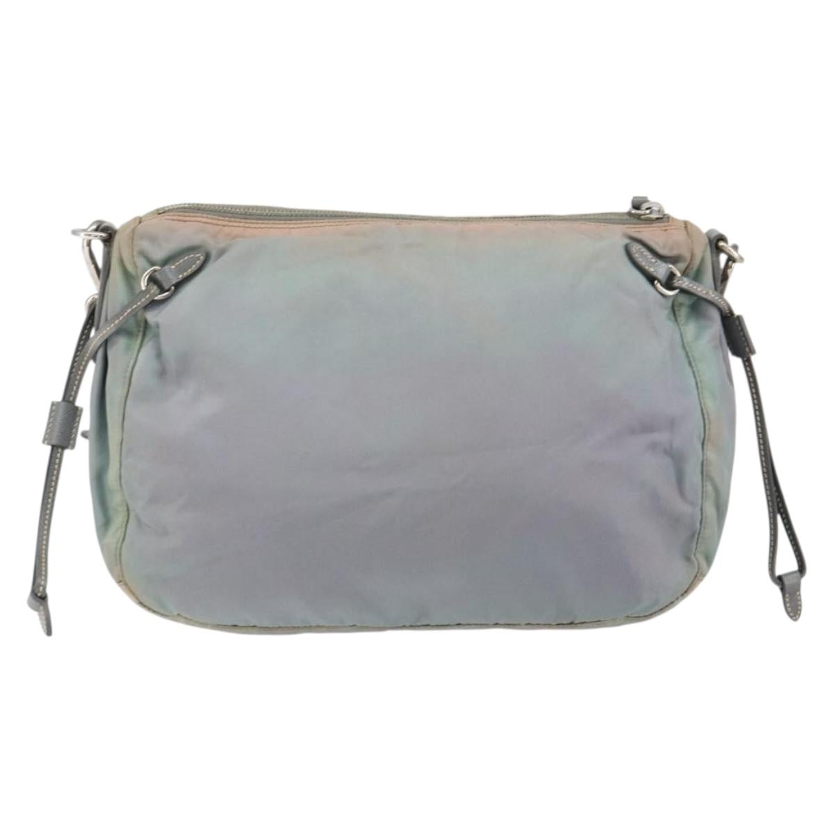 PRADA Shoulder Bag Nylon Gray Silver Auth 153172