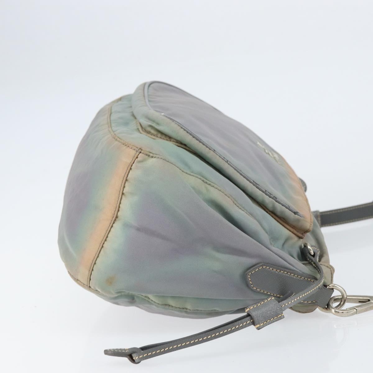 PRADA Shoulder Bag Nylon Gray Silver Auth 153172