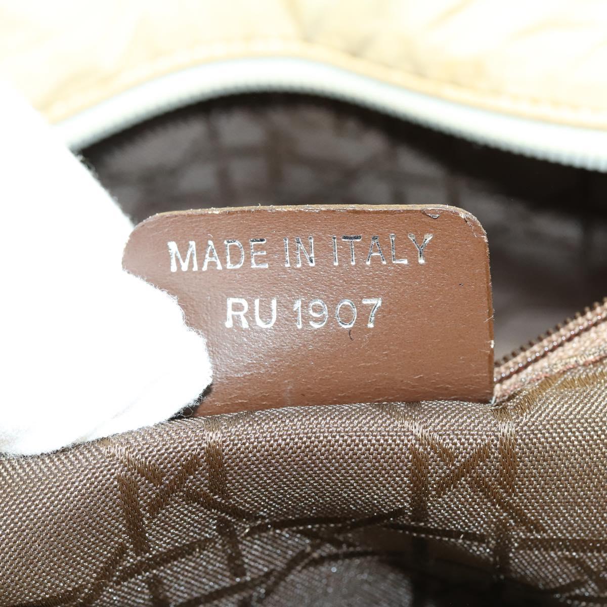 Christian Dior Canage Lady Dior Hand Bag Nylon 2way Ivory Silver Auth 153173