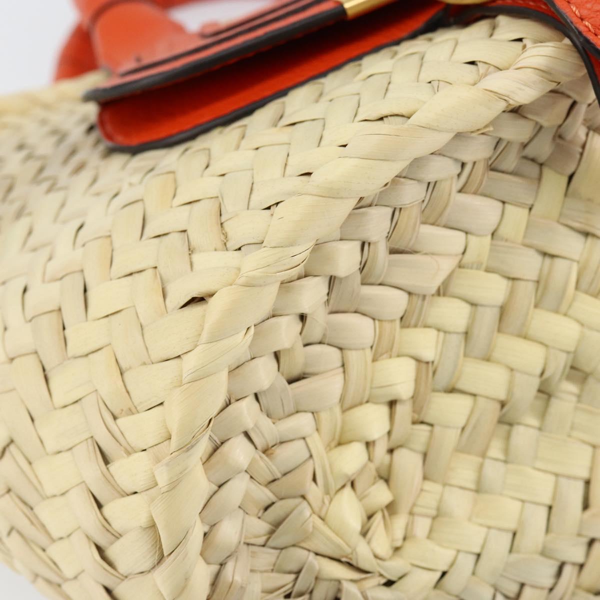 Chloe Basket bag Marcie Hand Bag straw Orange Beige Auth 153174
