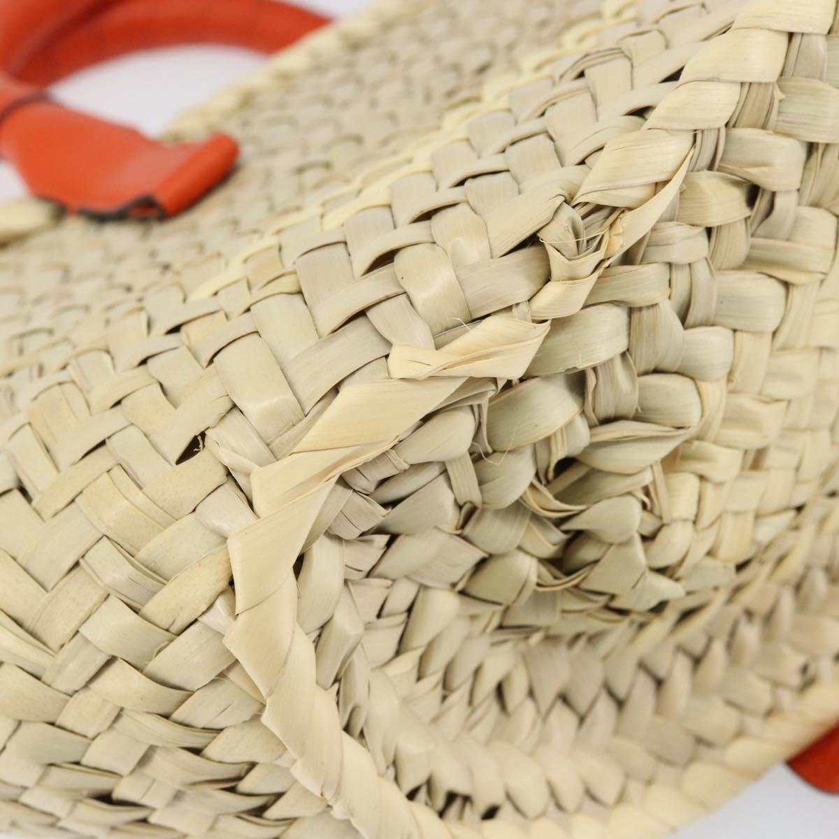Chloe Basket bag Marcie Hand Bag straw Orange Beige Auth 153174