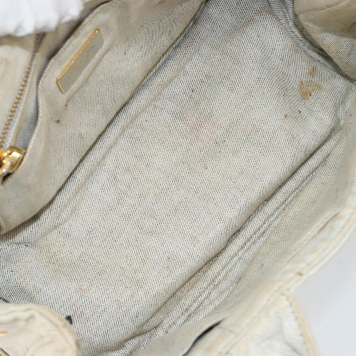 PRADA Canapa PM Hand Bag Canvas Gray Gold Auth 153175