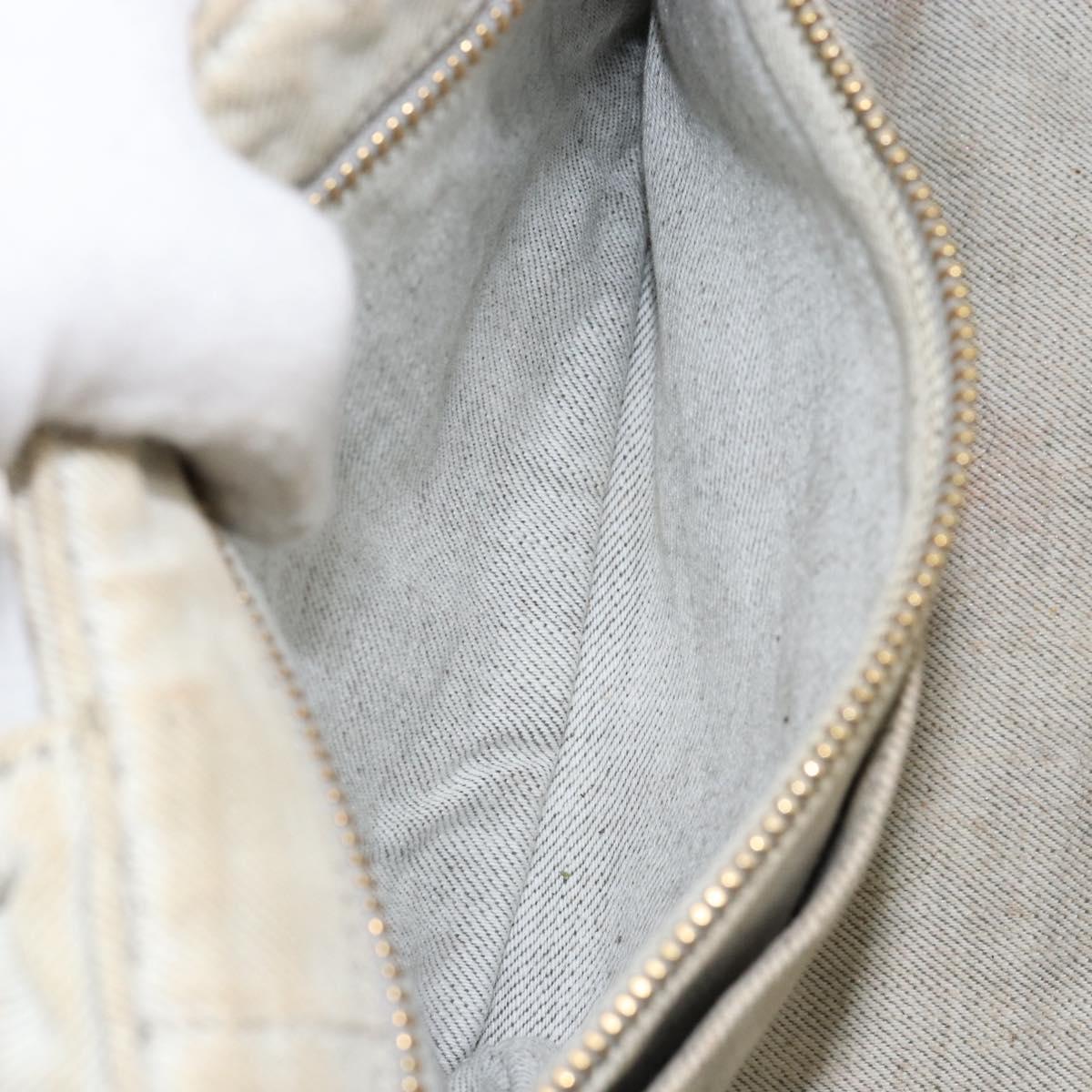 PRADA Canapa PM Hand Bag Canvas Gray Gold Auth 153175